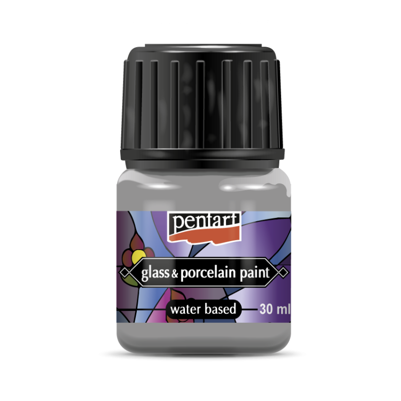 Pentart Porslin & glasfärg 30 ml - silver - Glas- och porslinsfärg