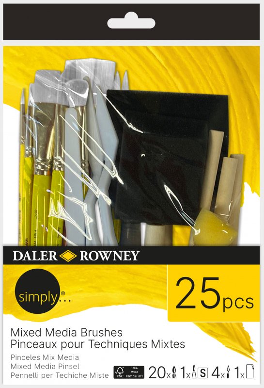 Daler-Rowney Simply Penselsæt - Mixed Media - 25 stk. - Pensler