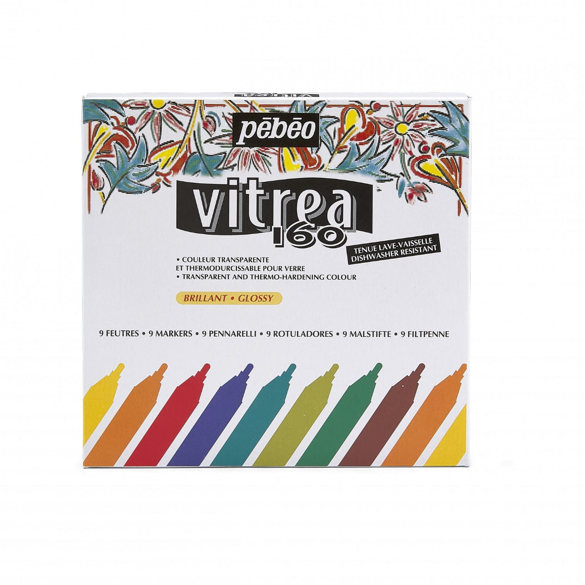 Pebeo Vitrea 160 Markörer Glansfärger - Fodral 9 - Glas- och porslinsfärg