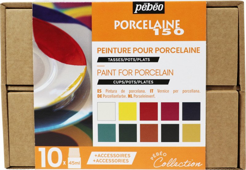 Pebeo Porcelaine 150 Sets - opdagelsessæt P150 Blank Farver 1 - 12 x 20 ml - Glas- og porcelænsmaling