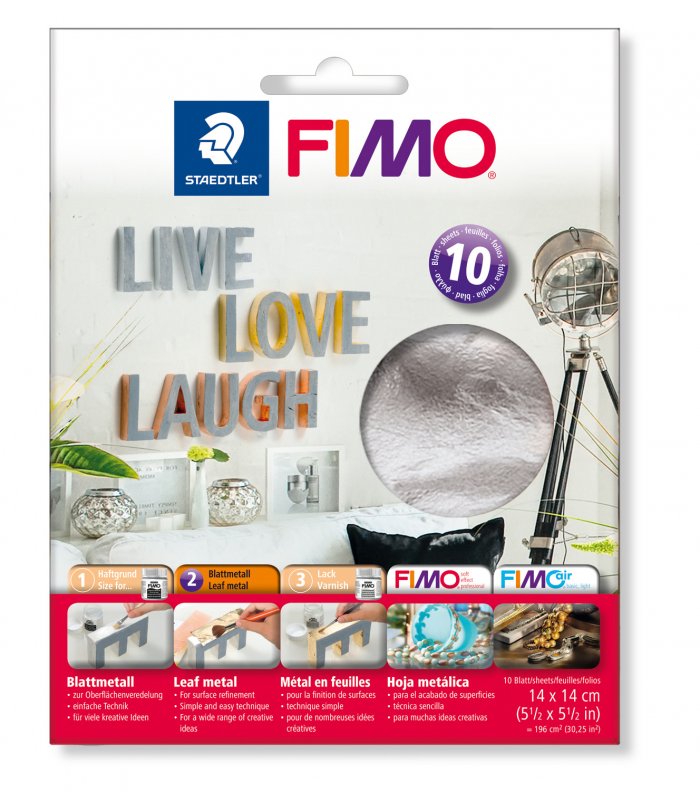 FIMO Metal leaf 140 x 140 mm - 10 sheets - sølv - Forgyldning