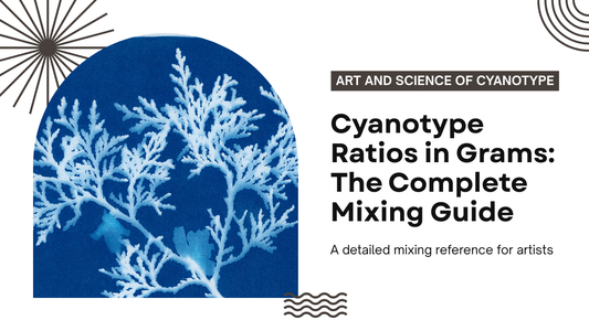 Blandingsforhold til cyanotypi i gram og milliliter