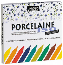 Pebeo Porcelaine 150 Marker Sets - Standard tip - 9 Värit - Lasi- ja posliinimaalit