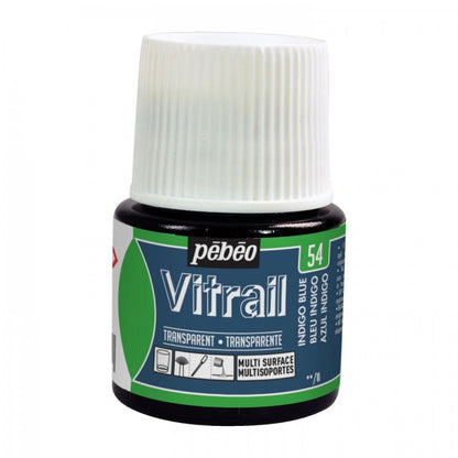 Pebeo Vitrail Transparent Glass paint 45 ml - 54 - indigo blå - Glas- og porcelænsmaling