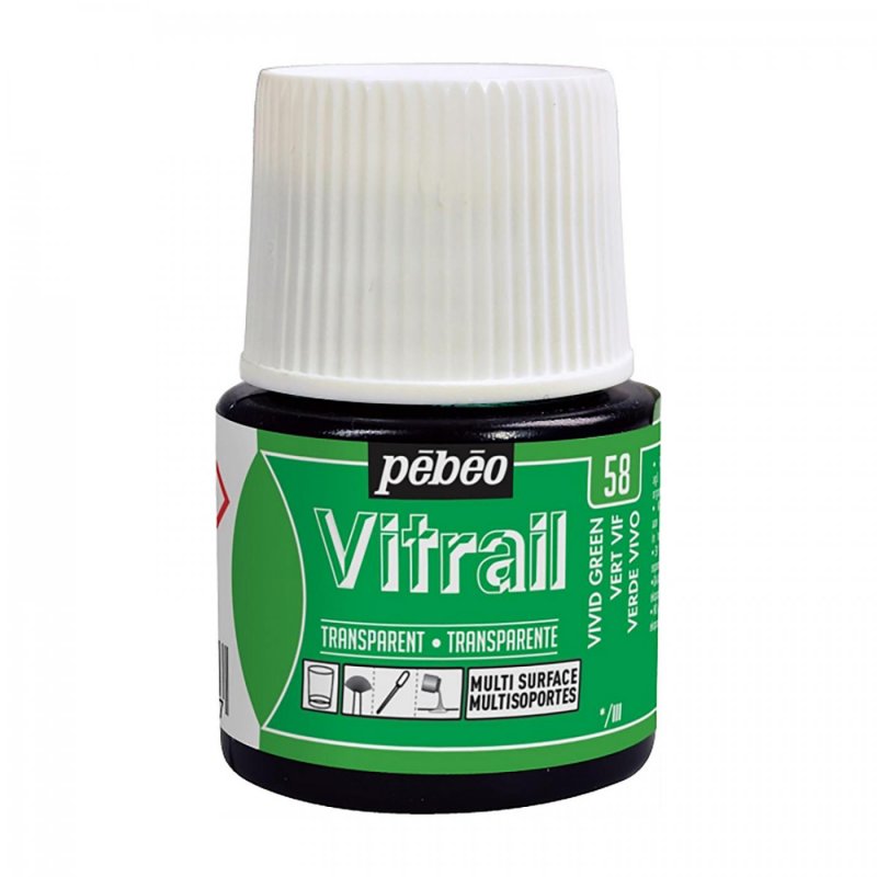 Pebeo Vitrail Transparent Glass paint 45 ml - 58 - Fel grøn - Glas- og porcelænsmaling