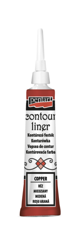 Pentart Universal Contour Liner 20 ml - koppar - Glas- och porslinsfärg