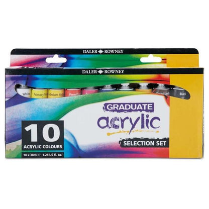 Daler-Rowney Graduate Acrylic Sets - 10 x 38 ml - Akryylimaalit