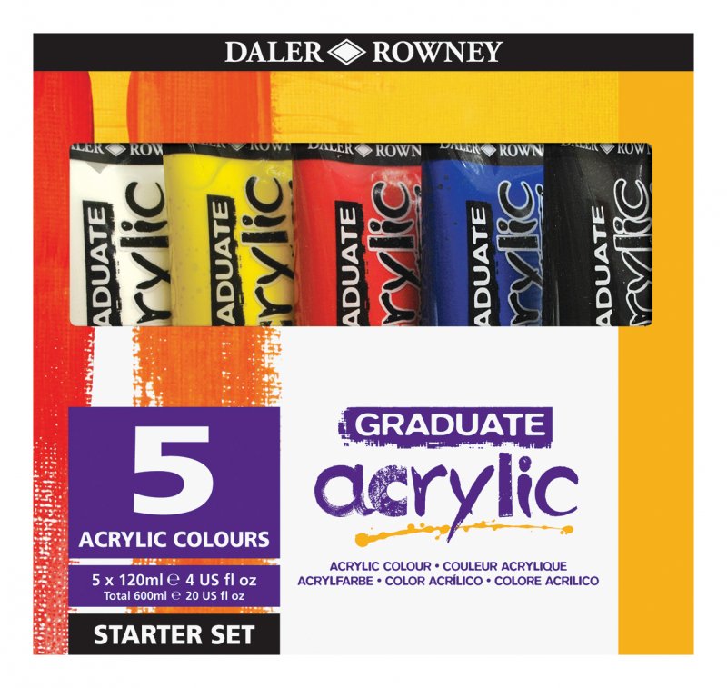 Daler-Rowney Graduate Acrylic Sets - 5 x 120 ml - Akryylimaalit