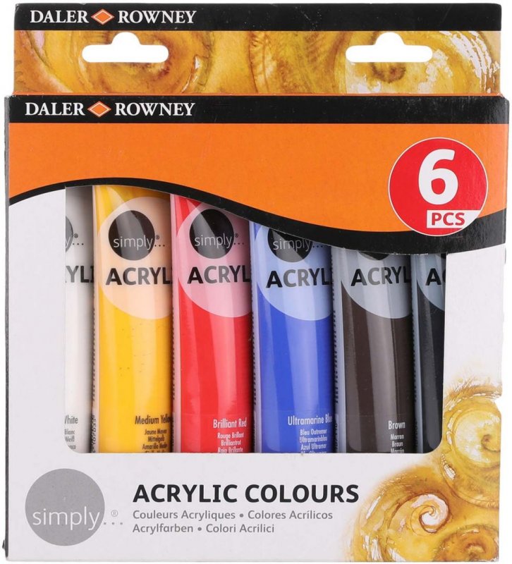 Daler-Rowney Simply Acrylic Sets - 6 x 75 ml - Akrylmaling