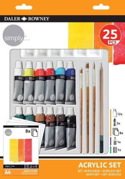 Daler-Rowney Simply Acrylic Art Set - 25 Pack - Akryylimaalit