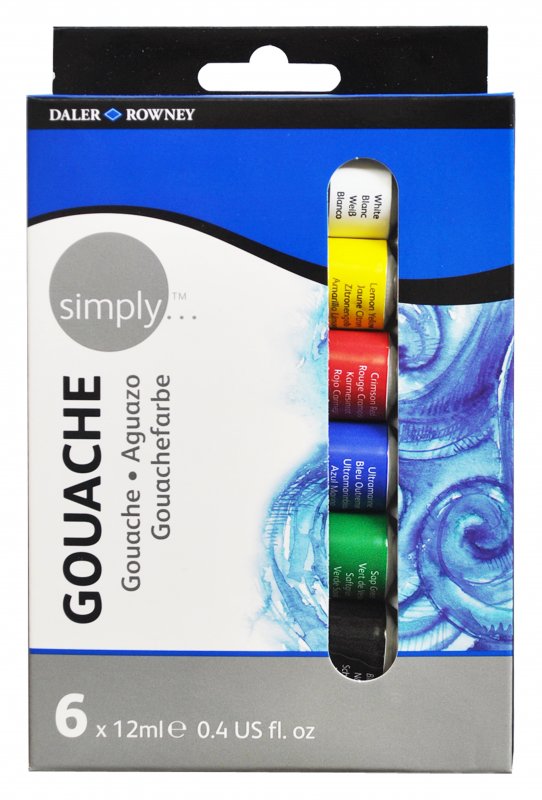 Daler-Rowney Simply Gouache Sets - 6 x 12 ml - Gouache og tempera