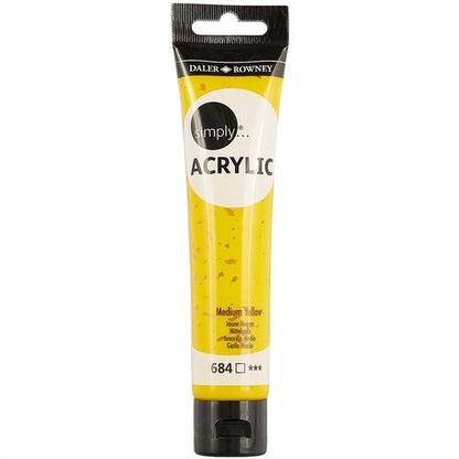 Daler-Rowney Simply Acrylic 75 ml - Medium gul - Akrylmaling