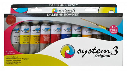 Daler-Rowney System3 Acrylic Sets - studiesæt - 10 x 37 ml - Akrylmaling