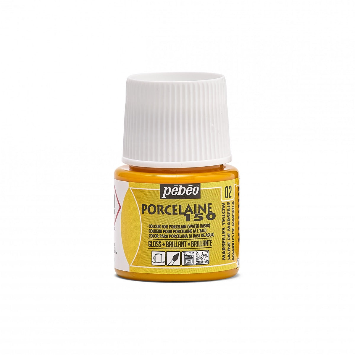 Pebeo Porcelaine 150 Porcelain paint 45 ml - 02 - Jaune de Marseille - Lasi- ja posliinimaalit