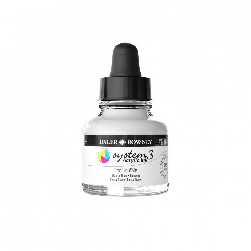 Daler-Rowney System3 Acrylic Ink 29.5 ml - titan hvid - Blæk