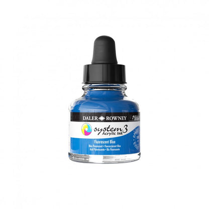 Daler-Rowney System3 Acrylic Ink 29.5 ml - fluorescerende blå - Blæk