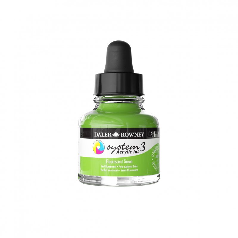 Daler-Rowney System3 Acrylic Ink 29.5 ml - fluorescerende grøn - Blæk