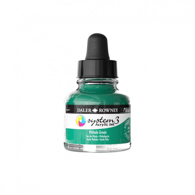 Daler-Rowney System3 Acrylic Ink 29.5 ml - ftalo grøn - Blæk
