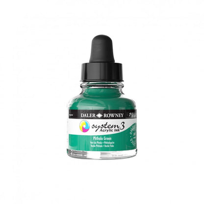 Daler-Rowney System3 Acrylic Ink 29.5 ml - ftalo grøn - Blæk