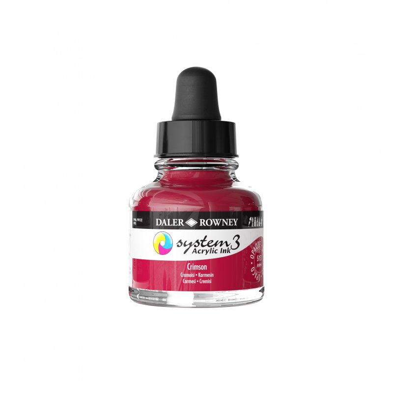 Daler-Rowney System3 Acrylic Ink 29.5 ml - karmosinrød - Blæk