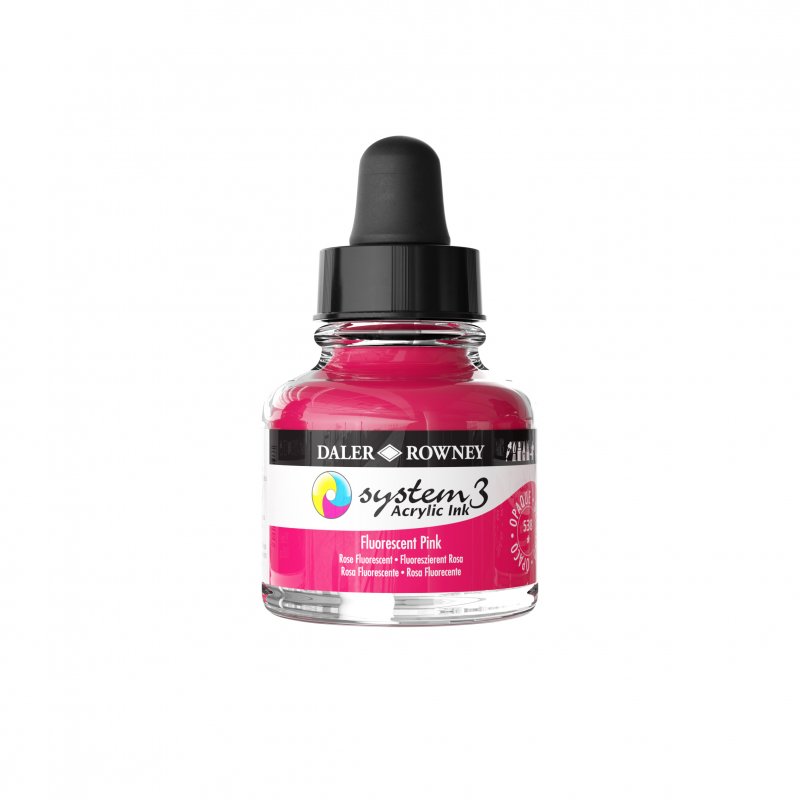 Daler-Rowney System3 Acrylic Ink 29.5 ml - fluorescerende pink - Blæk