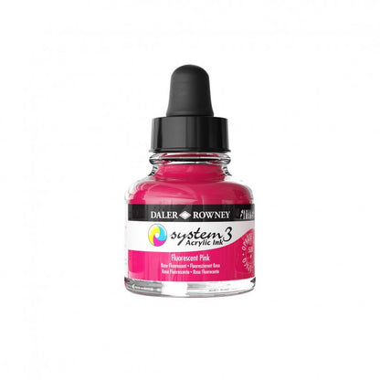 Daler-Rowney System3 Acrylic Ink 29.5 ml - fluorescerende pink - Blæk