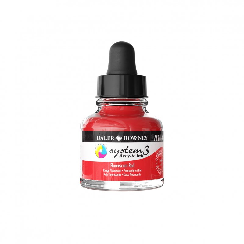 Daler-Rowney System3 Acrylic Ink 29.5 ml - fluorescerende rød - Blæk