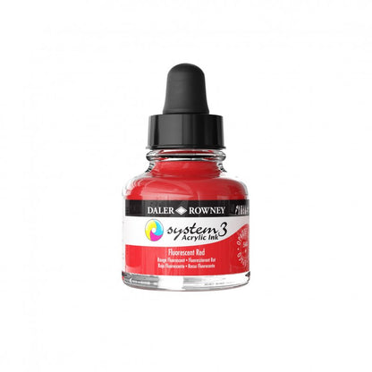 Daler-Rowney System3 Acrylic Ink 29.5 ml - fluorescerende rød - Blæk