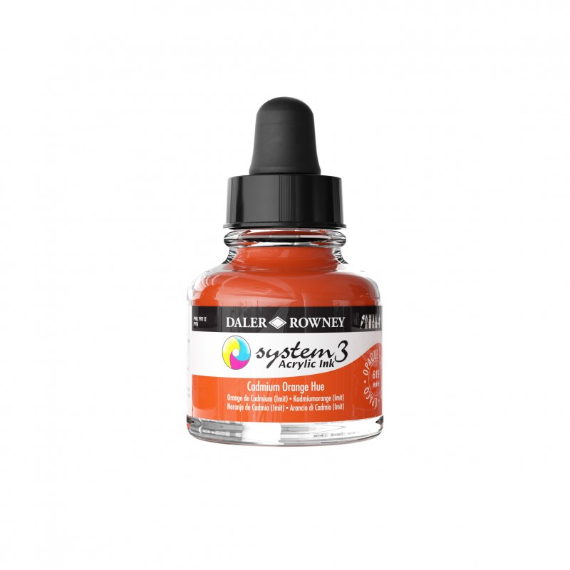 Daler-Rowney System3 Acrylic Ink 29.5 ml - kadmium orange nuance - Blæk