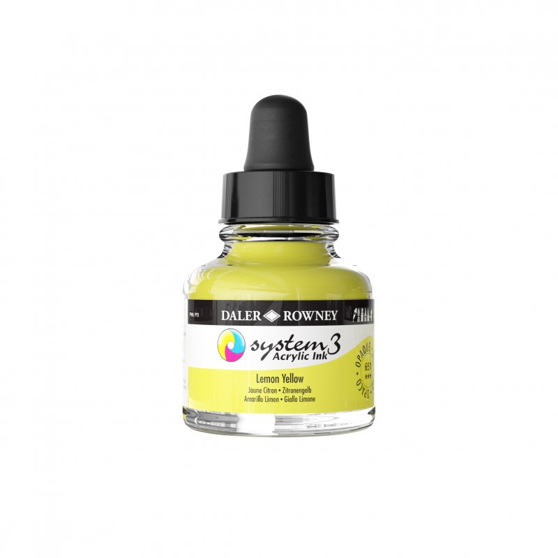 Daler-Rowney System3 Acrylic Ink 29.5 ml - citrongul gul - Blæk