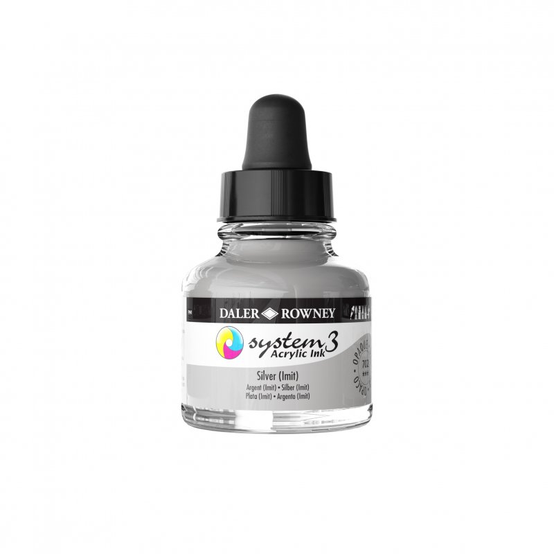 Daler-Rowney System3 Acrylic Ink 29.5 ml - Imit sølv - Blæk