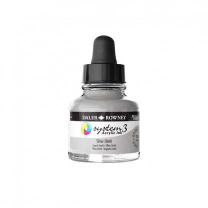 Daler-Rowney System3 Acrylic Ink 29.5 ml - Imit sølv - Blæk