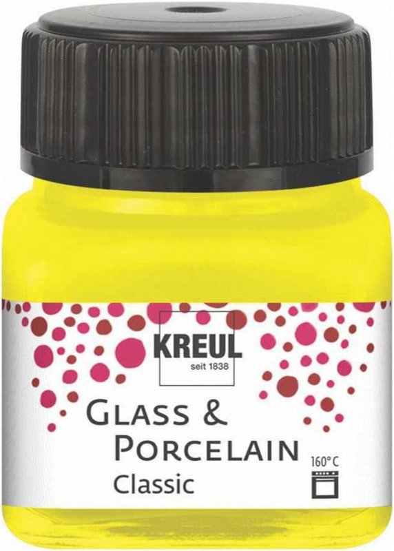 Kreul Glass and porcelain paint Classic 20 ml - dækkende Kanariegeel - Glas- og porcelænsmaling