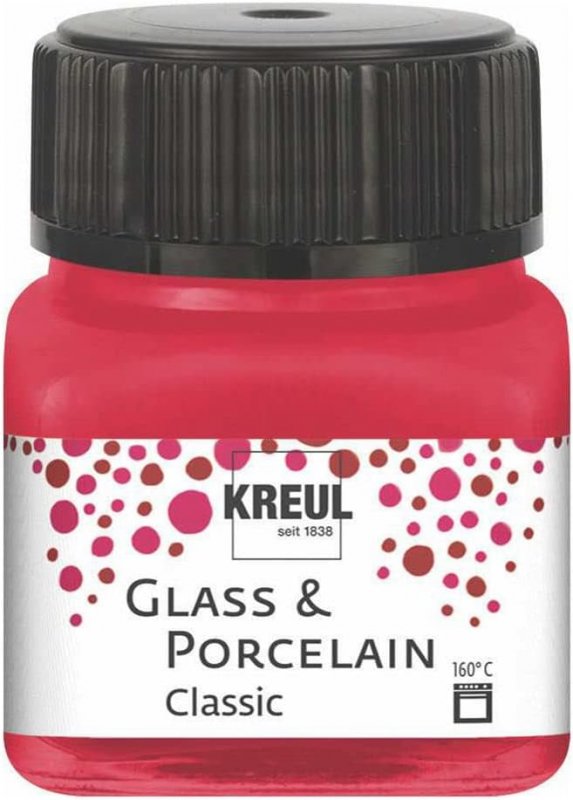 Kreul Glass and porcelain paint Classic 20 ml - dækkende Karmijnrood - Glas- og porcelænsmaling