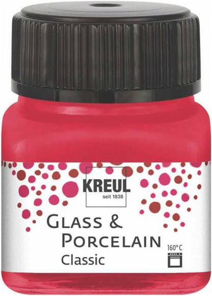 Kreul Glass and porcelain paint Classic 20 ml - dækkende Karmijnrood - Glas- og porcelænsmaling