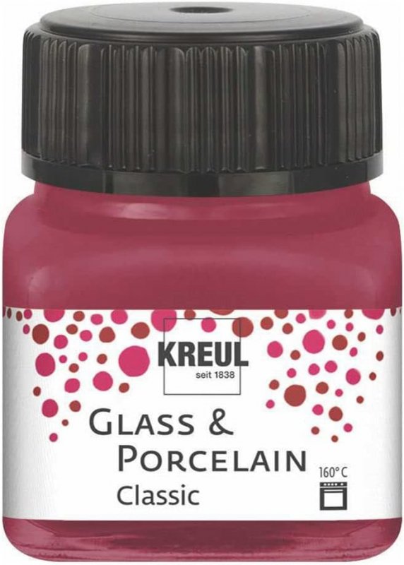 Kreul Glass and porcelain paint Classic 20 ml - dækkende Granaatrood - Glas- og porcelænsmaling