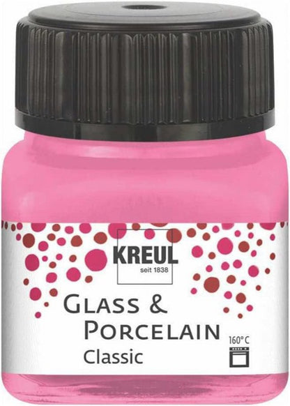 Kreul Glass and porcelain paint Classic 20 ml - dækkende Roze - Glas- og porcelænsmaling