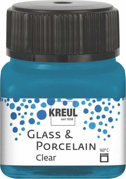 Kreul Glass & Porcelain Clear 20 ml - Cyaanblauw - Glas- og porcelænsmaling