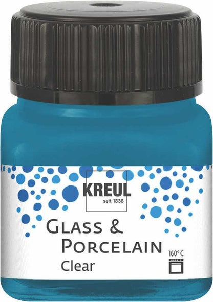 Kreul Glass & Porcelain Clear 20 ml - Cyaanblauw - Glas- og porcelænsmaling