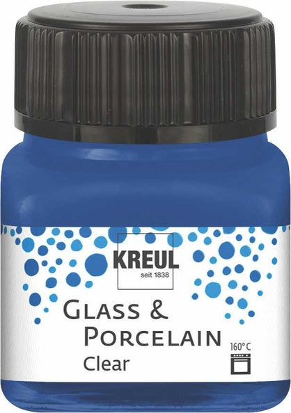 Kreul Glass & Porcelain Clear 20 ml - mørk blå - Glas- og porcelænsmaling