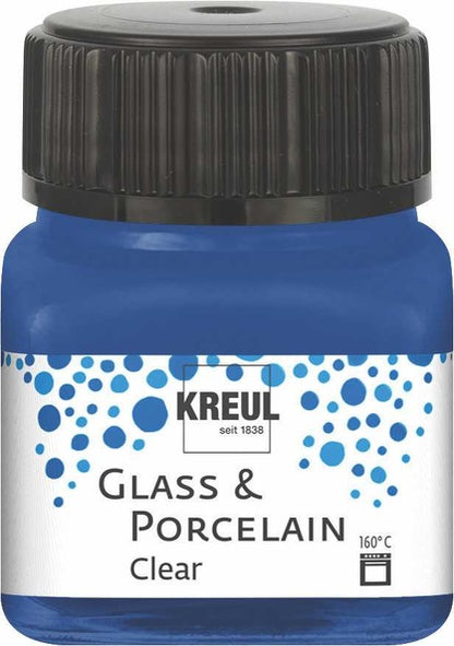 Kreul Glass & Porcelain Clear 20 ml - mørk blå - Glas- og porcelænsmaling