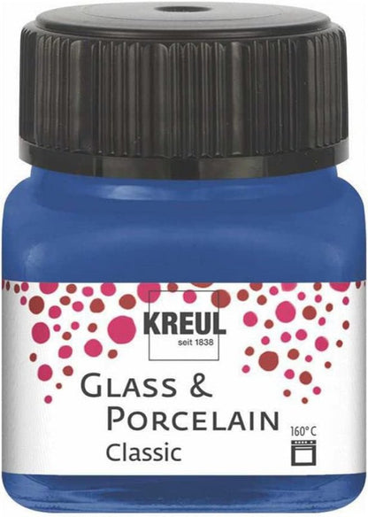Kreul Glass and porcelain paint Classic 20 ml - dækkende kobolt blå - Glas- og porcelænsmaling