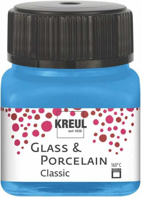 Kreul Glass and porcelain paint Classic 20 ml - dækkende lys blå - Glas- og porcelænsmaling