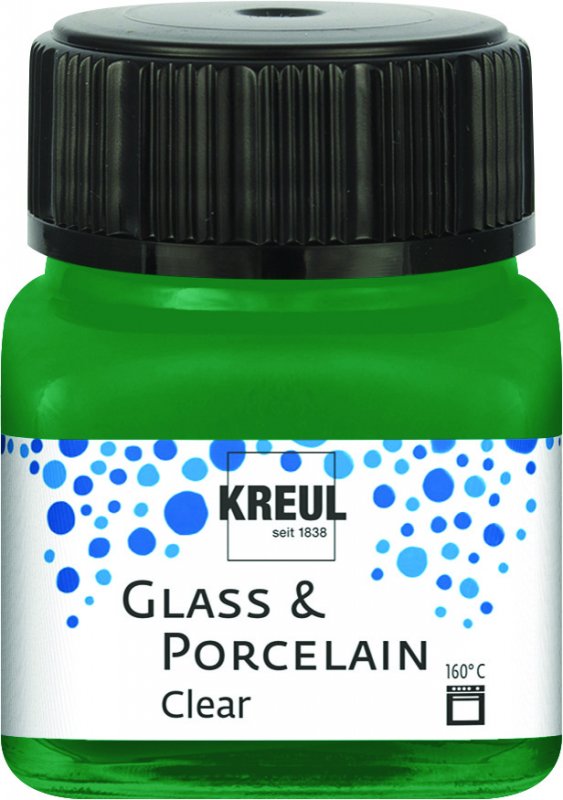 Kreul Glass & Porcelain Clear 20 ml - mørk grøn - Glas- og porcelænsmaling