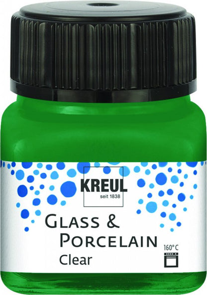 Kreul Glass & Porcelain Clear 20 ml - mørk grøn - Glas- og porcelænsmaling