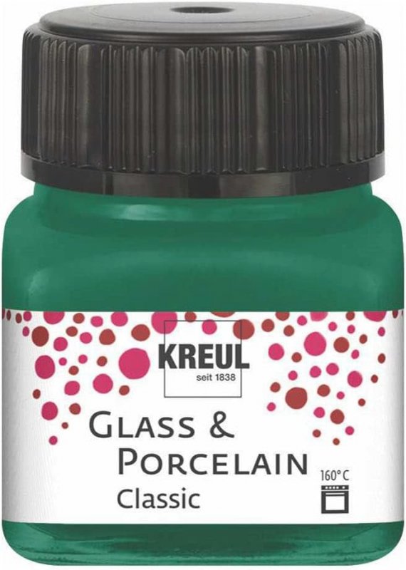 Kreul Glass and porcelain paint Classic 20 ml - dækkende mørk grøn - Glas- og porcelænsmaling
