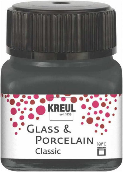 Kreul Glass and porcelain paint Classic 20 ml - dækkende grå - Glas- og porcelænsmaling