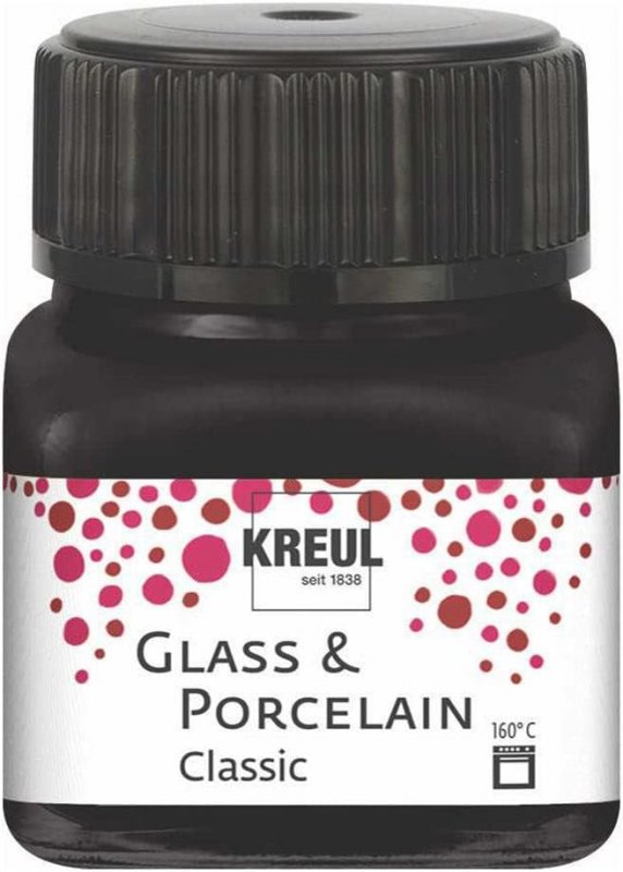 Kreul Glass and porcelain paint Classic 20 ml - dækkende Contour sort - Glas- og porcelænsmaling
