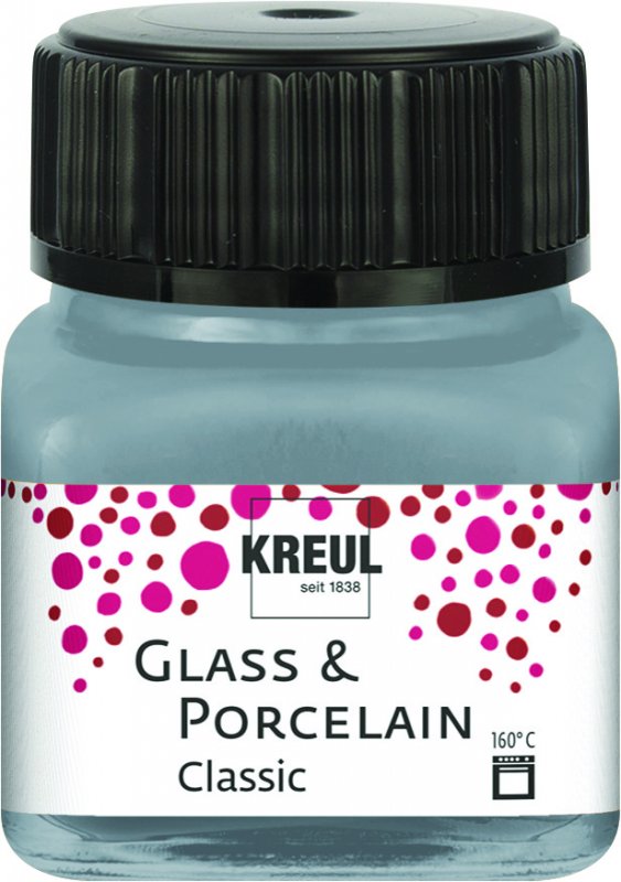 Kreul Glass and porcelain paint Classic 20 ml - metallisk sølv - Glas- og porcelænsmaling