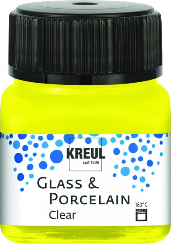 Kreul Glass & Porcelain Clear 20 ml - gul - Glas- og porcelænsmaling